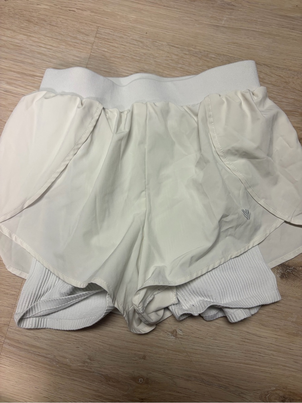 Light Cream Layered Women’s Athletic Shorts